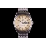 A gents vintage stainless steel cased 'Omega - Seamaster' automatic wristwatch, with silvered