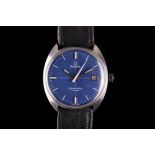 A Gents C1960's stainless steel cased 'Omega Seamaster Cosmic' wristwatch, with blue dial, date