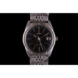A Gents vintage stainless steel cased 'Omega - Seamaster' wristwatch with black dial, date aperture,