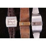 THREE GENTS VINTAGE 'HP' WRISTWATCHES. A gents vintage stainless steel 'HP' (Hewlett Packard)