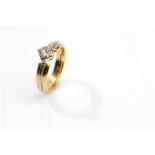 A diamond single-stone ring, 2000 The princess-cut diamond, weighing 0.64 carat, collet-set in 18