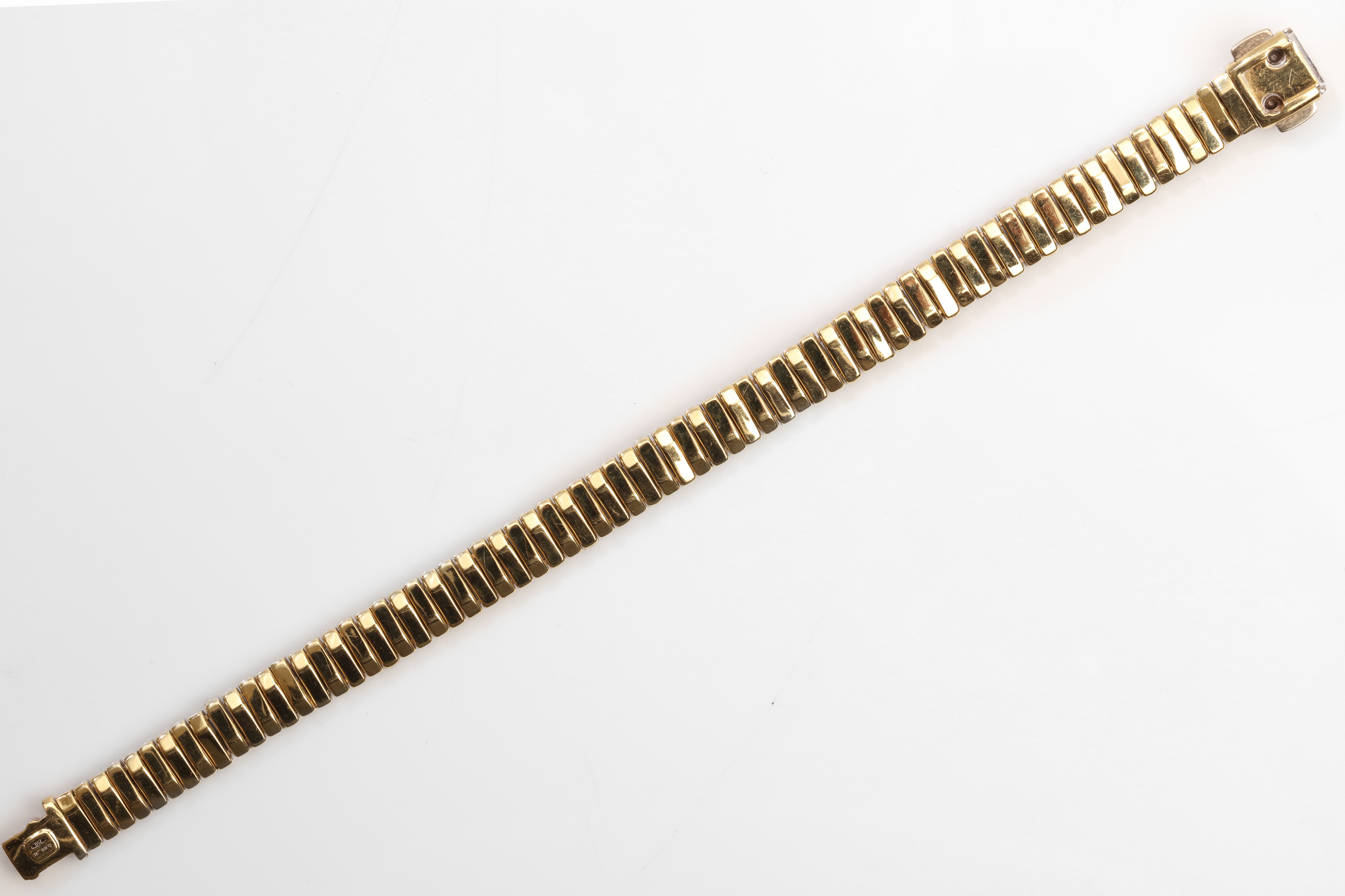 A diamond-set bracelet, by Chimento Composed of alternating bi-coloured bar links, accented by - Image 2 of 2