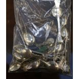 A mixed group of 800, 835 marked Continental silver souvenir spoons and other flatware. Including