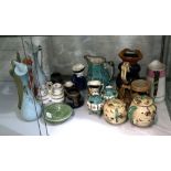 An interesting collection of ceramic and glass items, to include a Royal Doulton stoneware jug and