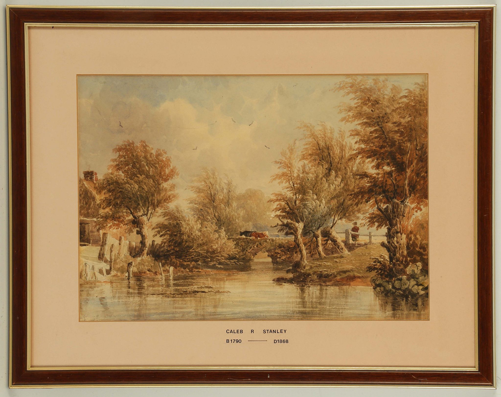 An interesting selection of watercolour works: Caleb Robert Stanley 1790-1868. 'River Landscape'