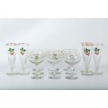 A set of nine Baby Cham glasses, decorated with prancing deer, together with five tall glasses