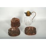 A pair of unusual Victorian copper jelly moulds, in the form of dead game, and another one