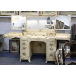 George Betjeman & Sons (1798-1886). An elaborate painted twin pedestal satinwood dressing table /