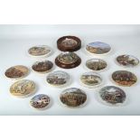A collection of 19th Century pot lids in various sizes (2 framed), with various scenes, 15 in all.