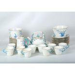 A 19th Century Copeland part tea service, relief decorated in blue with grasses, comprising a