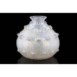 RENE LALIQUE, FRANCE, a moulded glass vase in 'Fougeres' pattern, circa 1930, engraved R. Lalique