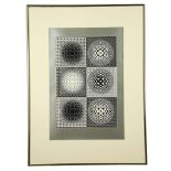 VICTOR VASARELY (HUNGARIAN 1906-1997), untitled, mid 20th century screenprint on silvered paper,