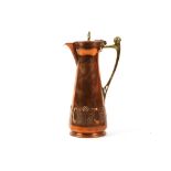 WUTTEMBERISCHE METALLWARENFABRIK  (WMF) Jugendstil period brass and copper water jug, having