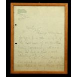 FIELDS, Gracie (1898-1979). ALS. Dated 19/4/34 addressed to Guy Savage thanking him for the '