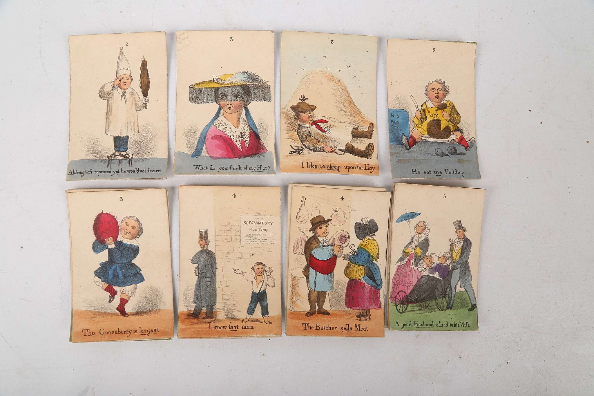 JUVENILE CARDS - Sallis's Comic Play Grammar. London: Sallis, [c. 1840]. 41 hand-coloured engraved - Image 4 of 4