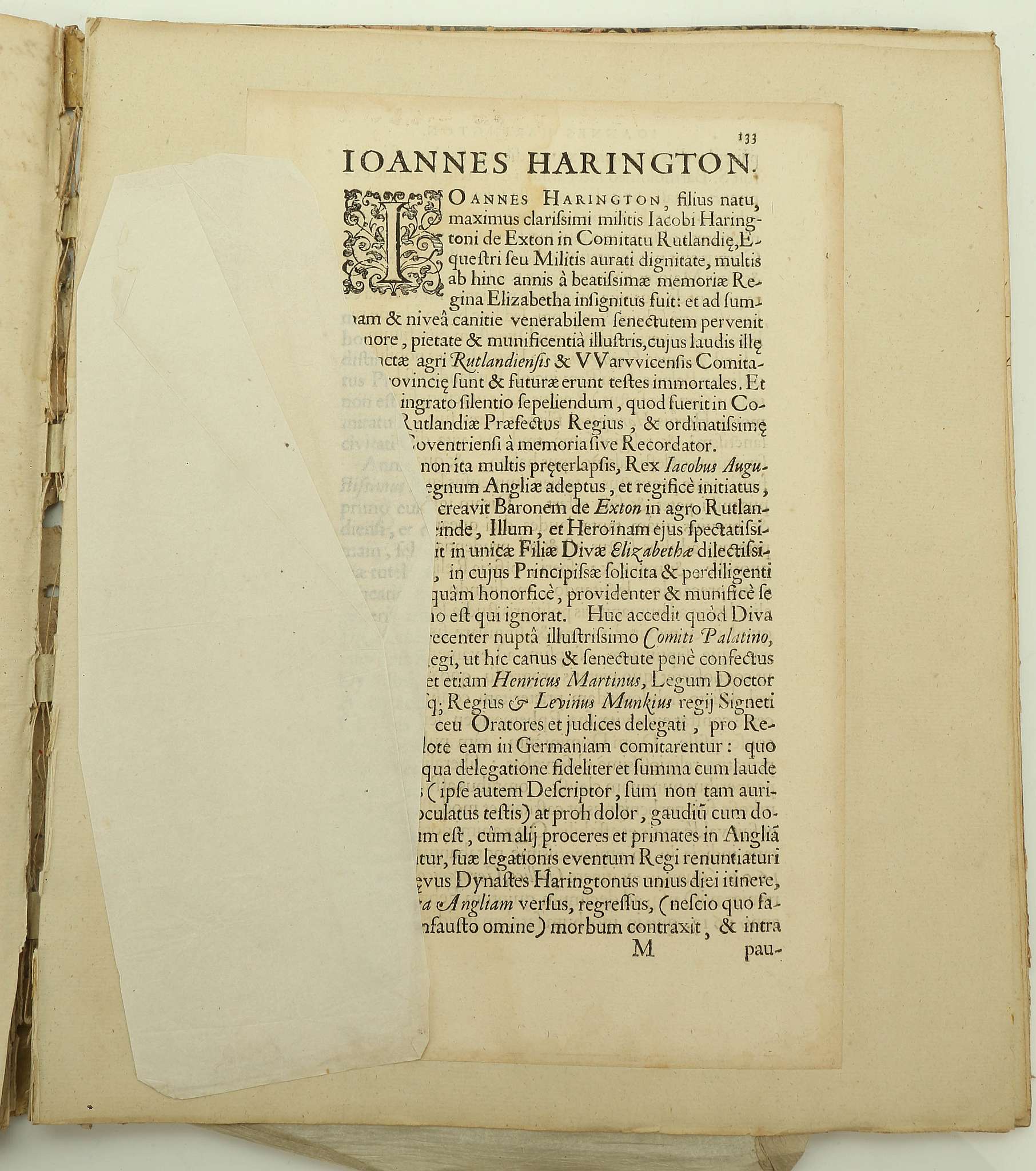 HARINGTON, 1st Baron Harington of Exton (1540-1613). MS. c.1606. Folio. 1pp. (folded in half, with - Image 5 of 7