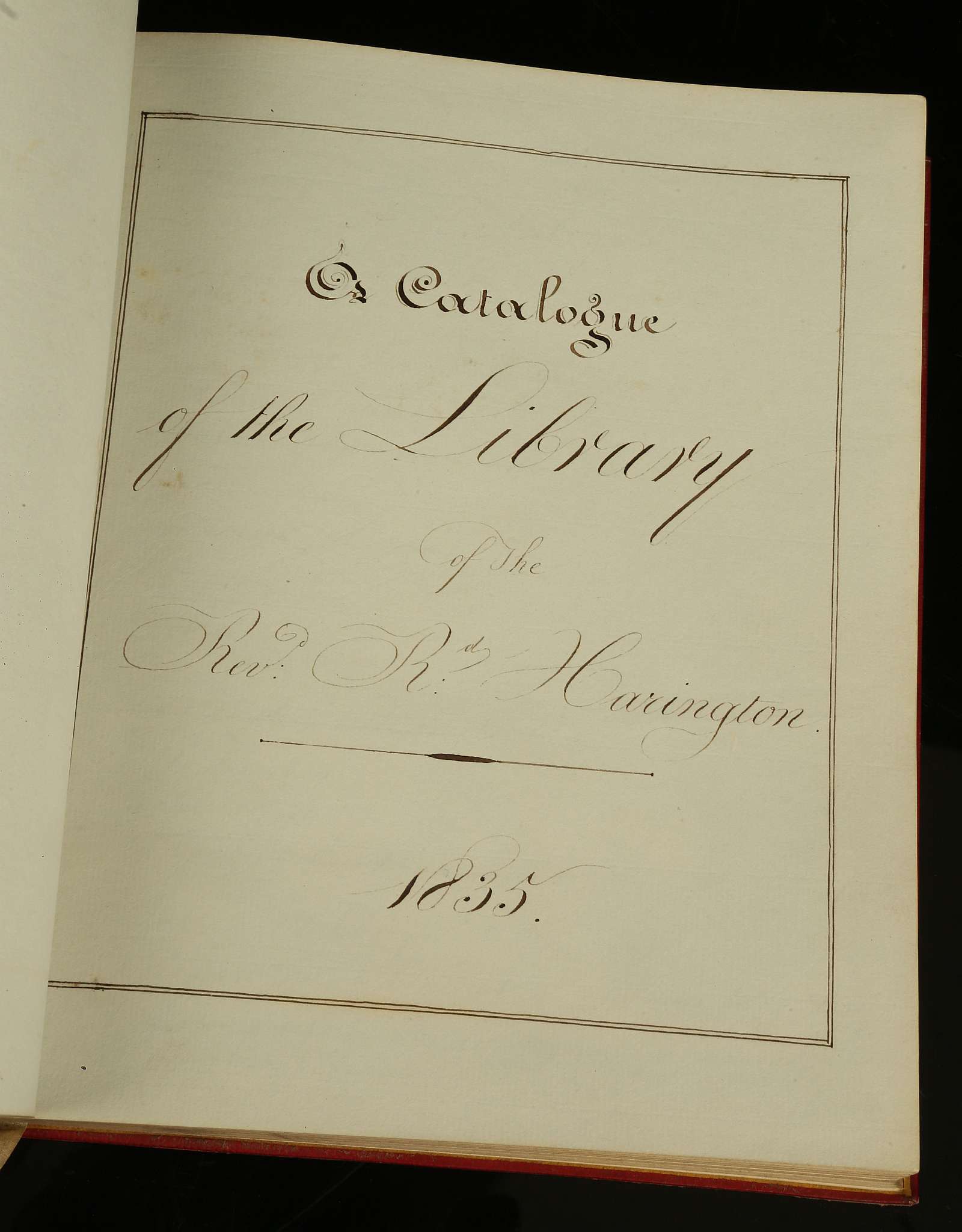 MS. A Catalogue of the Library of the Revd: R:d Harrington. 1835. 4to. Containing an inventory of - Image 3 of 5