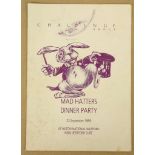 FOOTBALL/ENTERTAINMENT - A dinner menu for the 'Mad Hatters Dinner Party 23 September 1989 at the