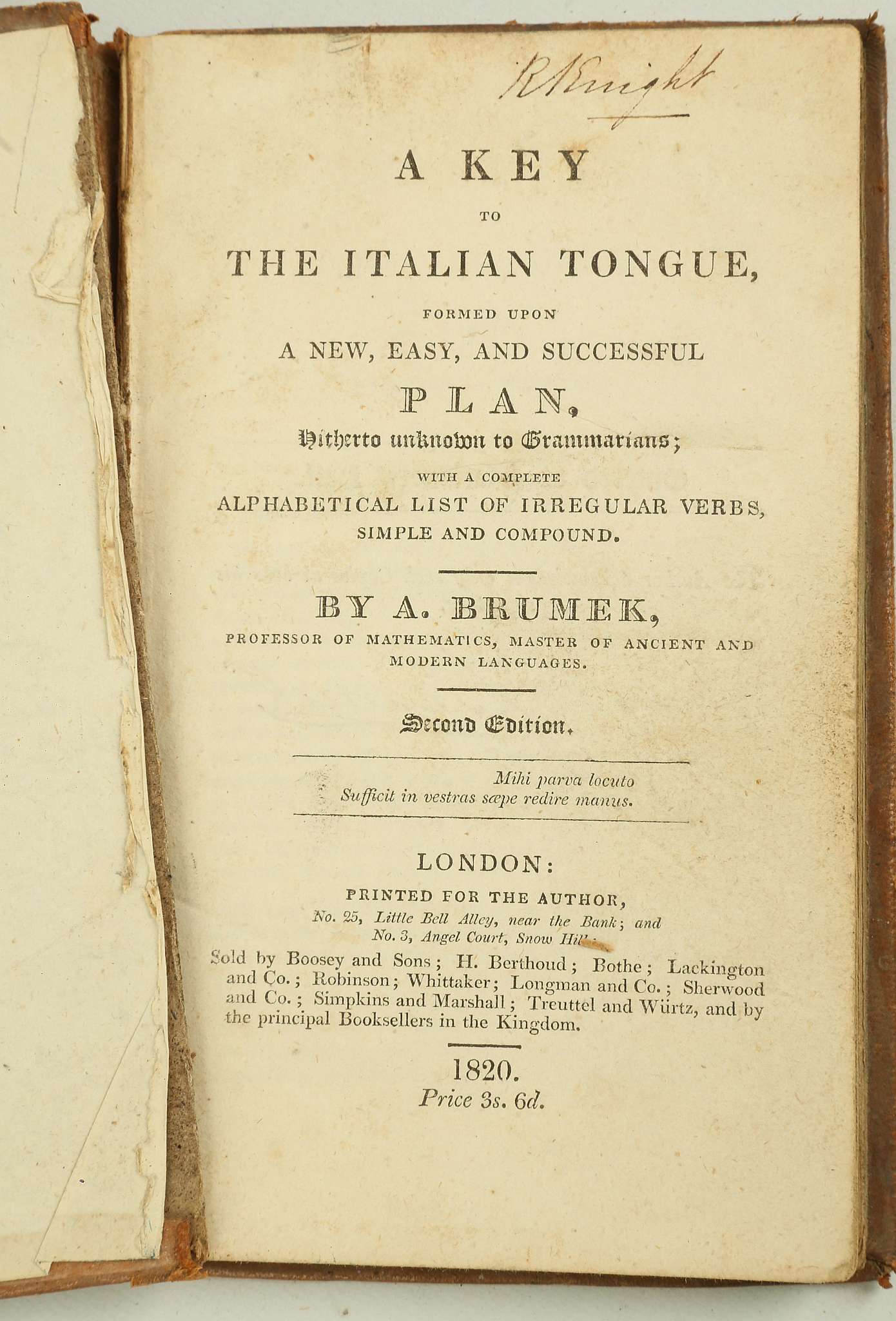 CASOTTI, Laurentio, A New Method of Teaching the Italian Tongue to Ladies and Gentlemen. London: - Image 6 of 9