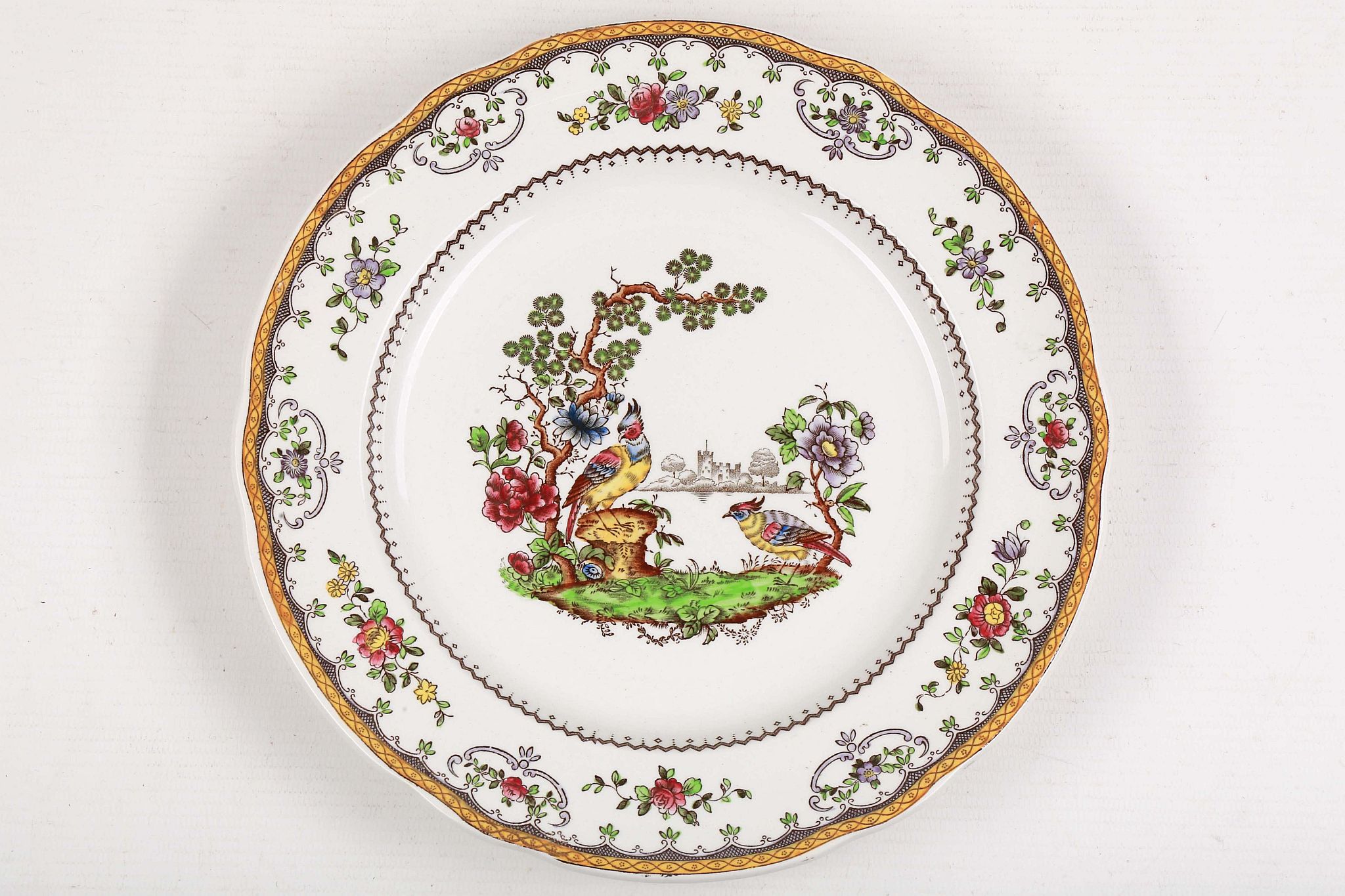 A Copeland late Spode part dinner service, printed and hand coloured with exotic birds in a - Image 3 of 6