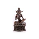 A large and impressive bronze seated Buddha, 75cm high.