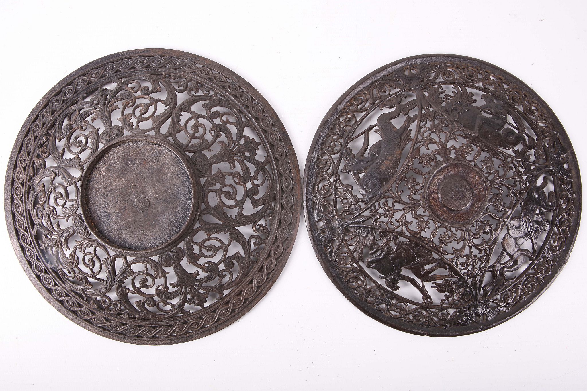 A pair of 19th Century cast iron pierced dishes with different designs (2). - Image 2 of 2