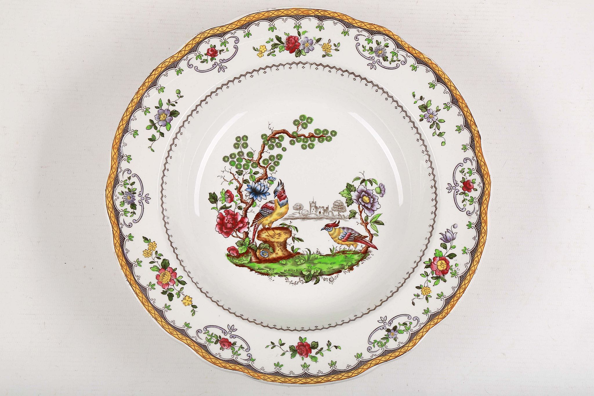 A Copeland late Spode part dinner service, printed and hand coloured with exotic birds in a - Image 4 of 6