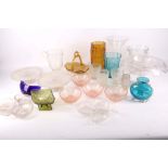 A collection of cut and moulded glass, 19th Century and later, to include a Bohemian comport, cake