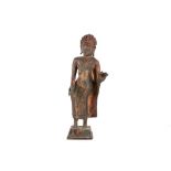 A BRONZE FIGURE OF A STANDING BUDDHA. 53cm H.