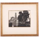 Sir Frank Brangwyn R.A. 1867-1956. 'Bruges'. Monochrome lithograph (rare). Pencil signed upper left.