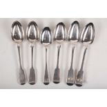 A selection of six Victorian hallmarked silver spoons (6).