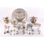 A collection of hallmarked silver items, to include a Mappin & Webb pierced and footed dish and