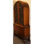 A mid 20th century Art Deco style dome topped display cabinet, (173 x 86 x 33 cm)