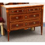 A 19th century Italian mahogany and tulipwood commode, inlaid with stringing and banding, the