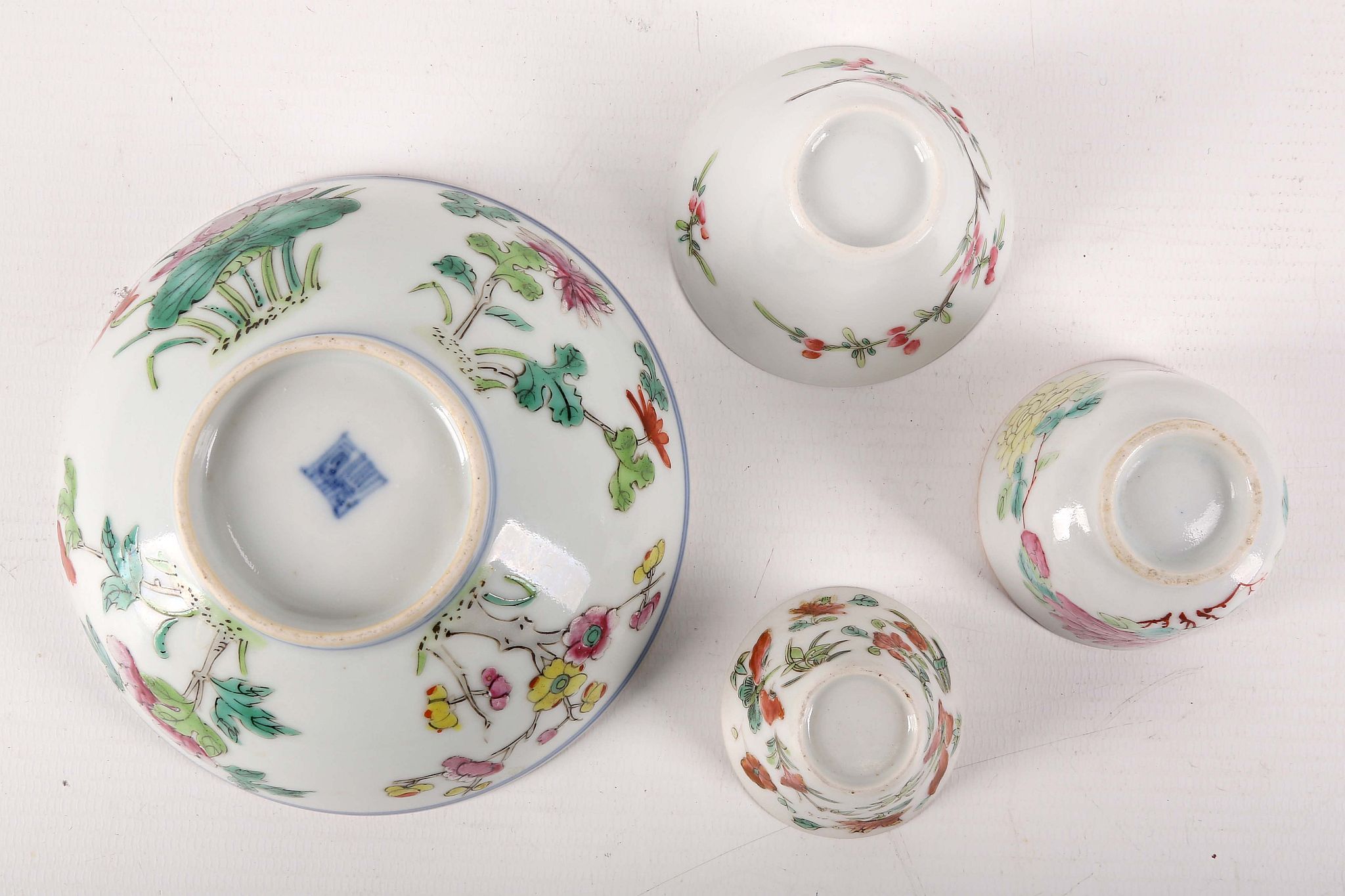 A collection of three Chinese famille rose cups; together with a bowl - Image 4 of 4
