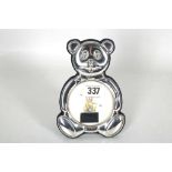 A Carrs of Sheffield, novelty hallmarked silver baby's photograph frame in the shape of a Teddy
