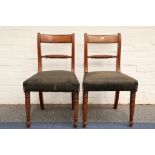A pair of Regency mahogany dining chairs; together with a white painted child's cot (3)