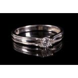A diamond single-stone ring, Set with a brilliant-cut diamond, mounted in 18 carat white gold,