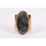 A gilt stainless steel and labradorite cuff bangle, inner diameter 6.5cm