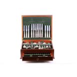 A mid 20th Century mahogany cased Tudor Crown of Sheffield, canteen of flatware, silver plated,
