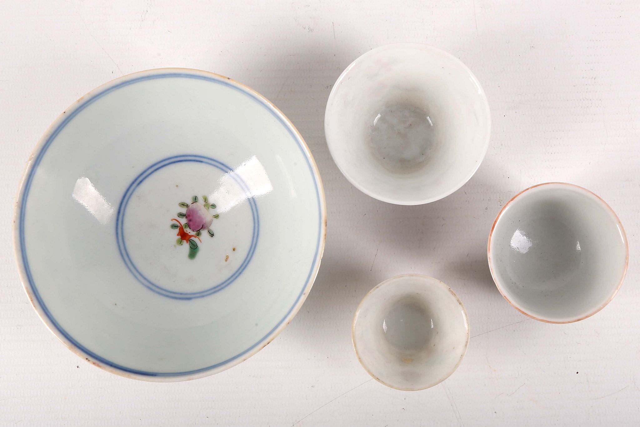 A collection of three Chinese famille rose cups; together with a bowl - Image 3 of 4