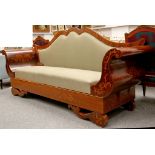 A late 19th century Italian rosewood and marquetry sofa, inlaid with scrolling leaves and flowers,