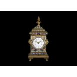 A LATE 19TH CENTURY FRENCH GILT BRONZE AND CLOISSONE ENAMEL BOUDOIR / MANTEL CLOCK  the domed case