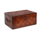 A 19TH CENTURY FRENCH KINGWOOD AND ROSEWOOD PARQUETRY INLAID CHEST / TRUNK of rectangular form,