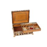 A 19TH CENTURY VIZAGAPATAM (SOUTHERN INDIA) SANDALWOOD, IVORY AND TORTOISESHELL SEWING / WORK BOX