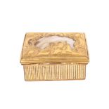 A MID 18TH CENTURY LOUIS XV GILT BRONZE AND MOTHER OF PEARL SNUFF BOX in the Rococo style, the