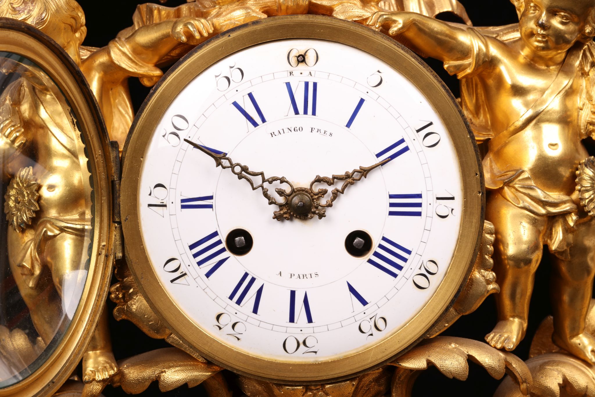 A THIRD QUARTER 19TH CENTURY FRENCH GILT BRONZE FIGURAL MANTEL CLOCK BY RAINGO FRERES, PARIS the - Image 2 of 7