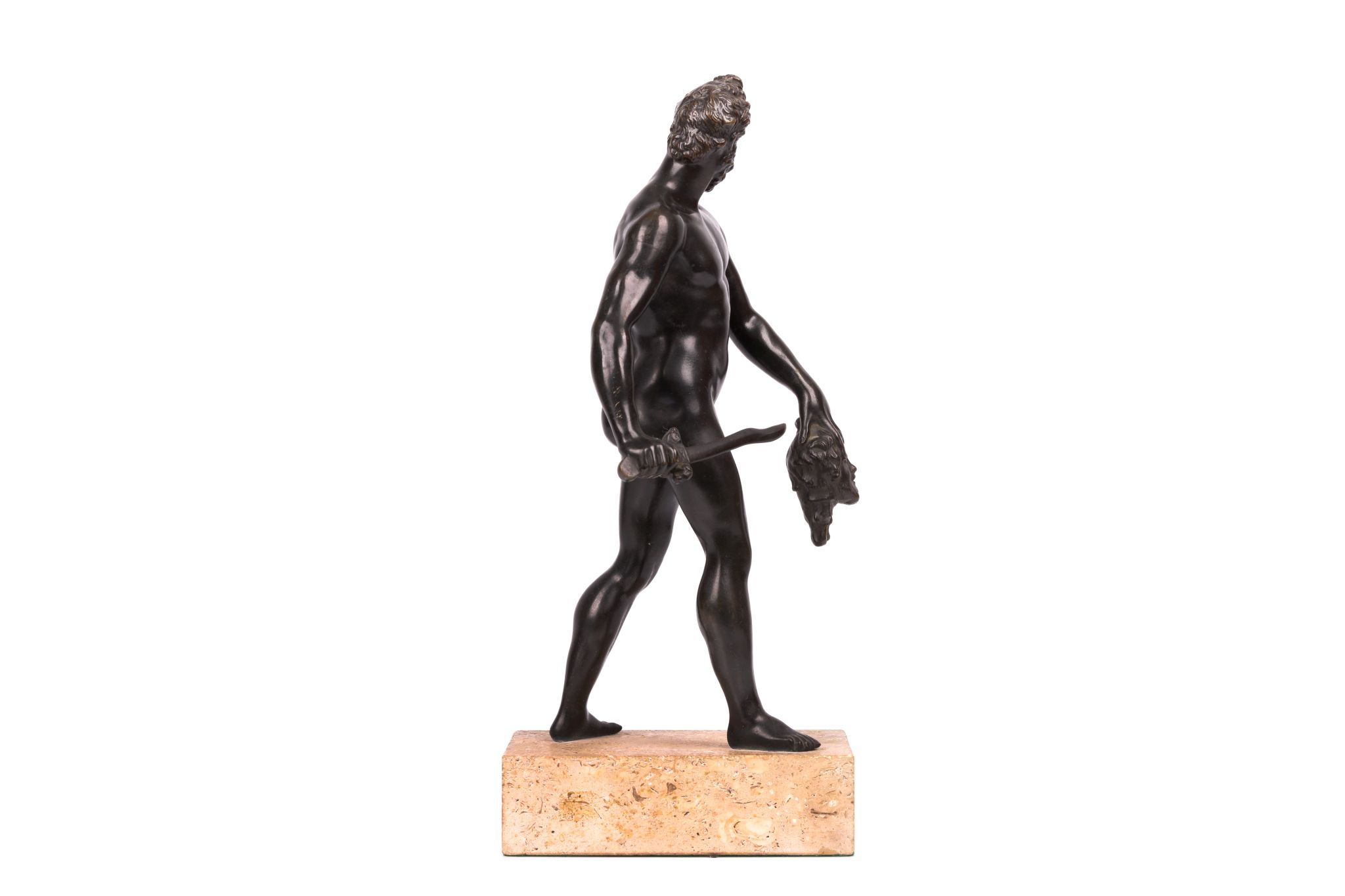 AFTER GIAMBOLOGNA (ITALIAN, 1529-1608): A 19TH CENTURY BRONZE FIGURE OF MARS the standing, bearded - Image 3 of 6