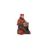 A 17TH / 18TH CENTURY ITALIAN CARVED WOOD AND POLYCHROME DECORATED FIGURE OF A CARDINAL seated and