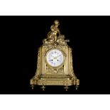 A MID 19TH CENTURY FRENCH GILT BRONZE MANTEL CLOCK BY JULIEN LE ROY A PARIS  the case modelled as